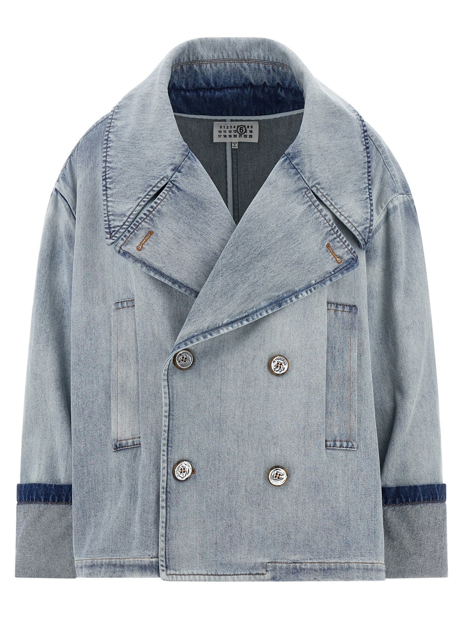 Double-breasted jacket Light Blue Cotton Down Jacket, Parka, Casual