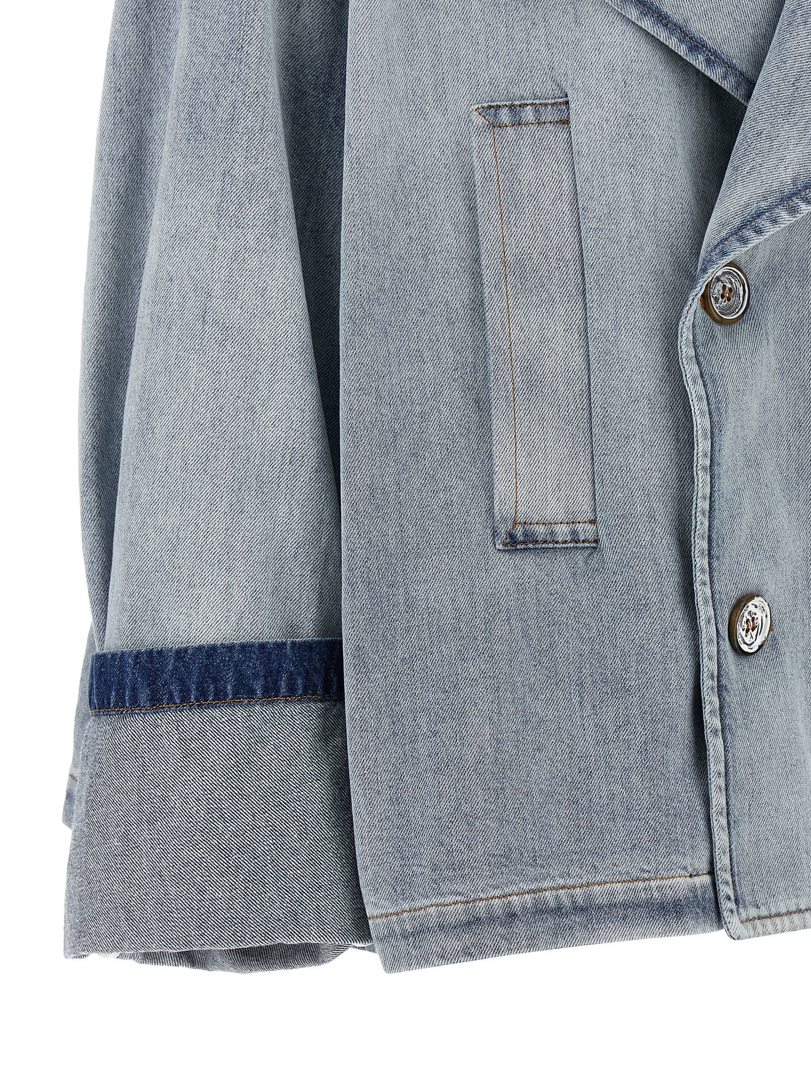 Double-breasted jacket Light Blue Cotton Down Jacket, Parka, Casual