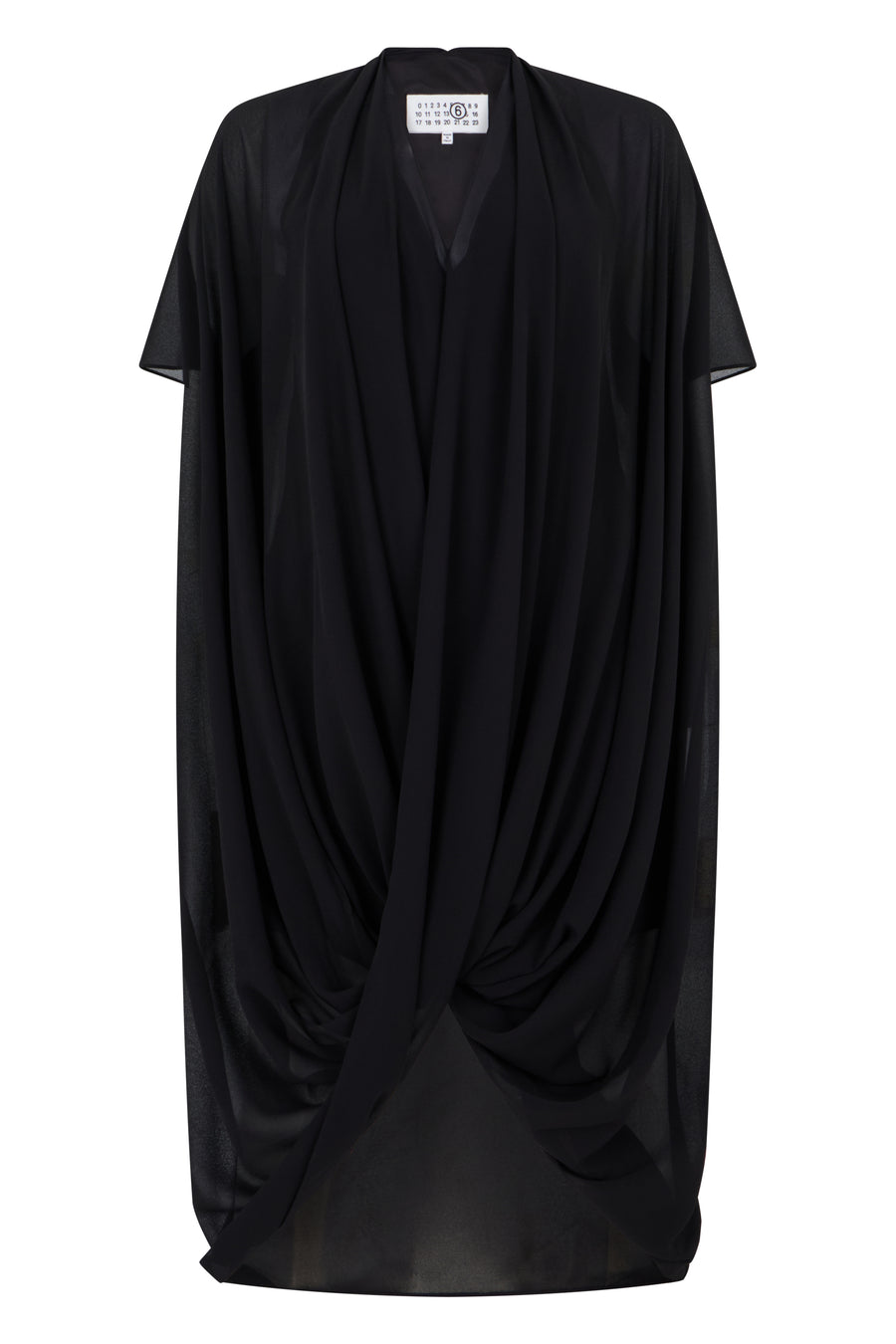 Dress Asymmetric Draped Black Polyester