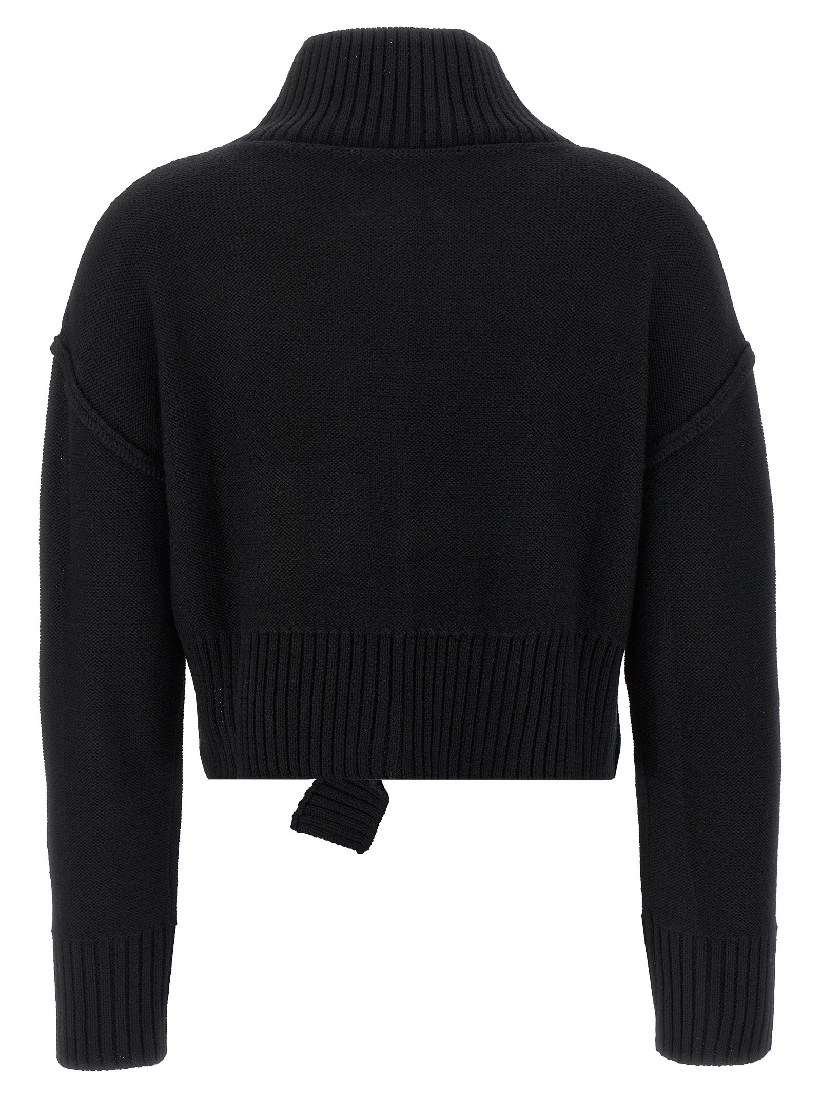 Distressed sweater Black Virgin Wool Acrylic Sweater, Cardigans