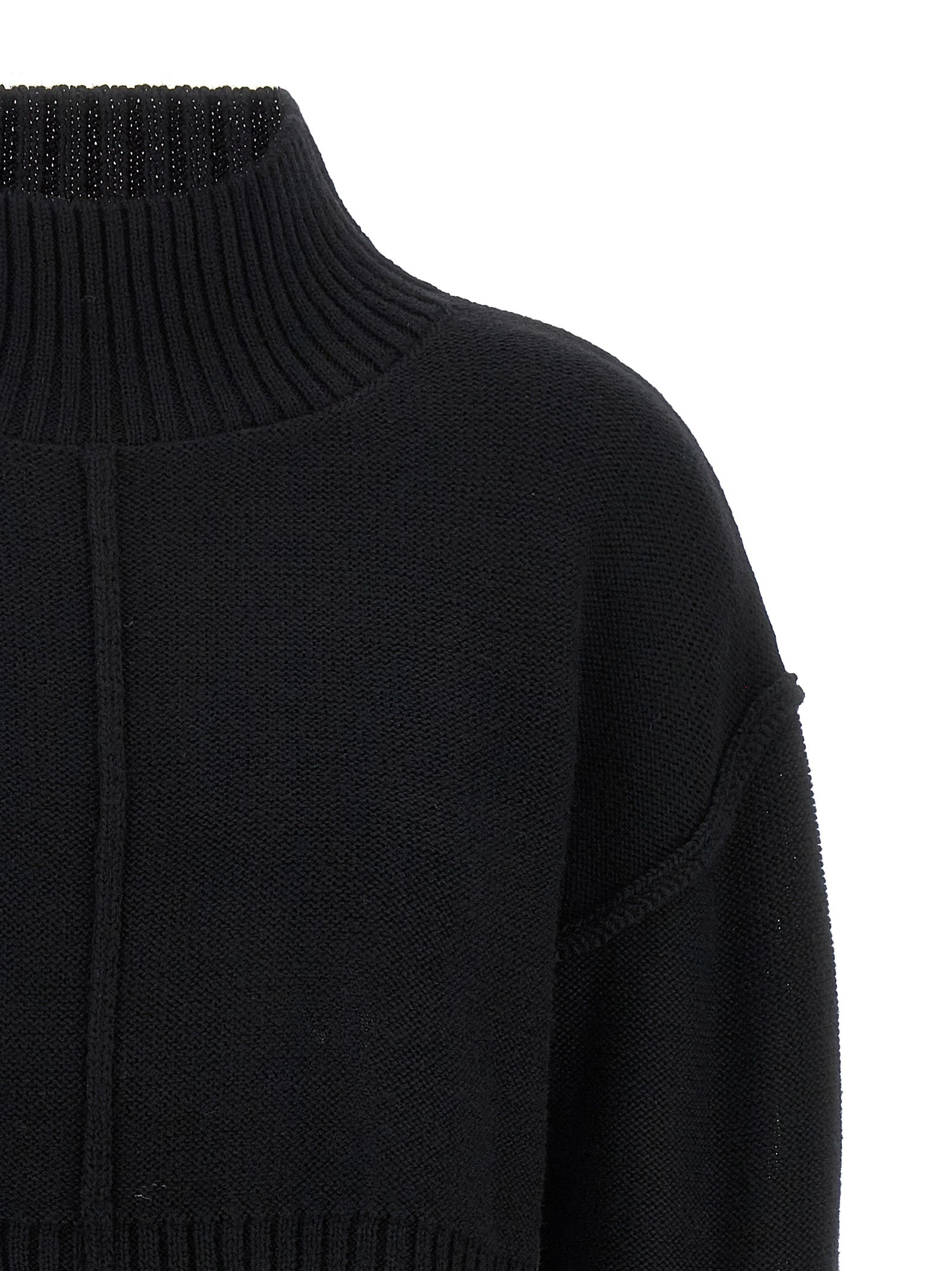 Distressed sweater Black Virgin Wool Acrylic Sweater, Cardigans