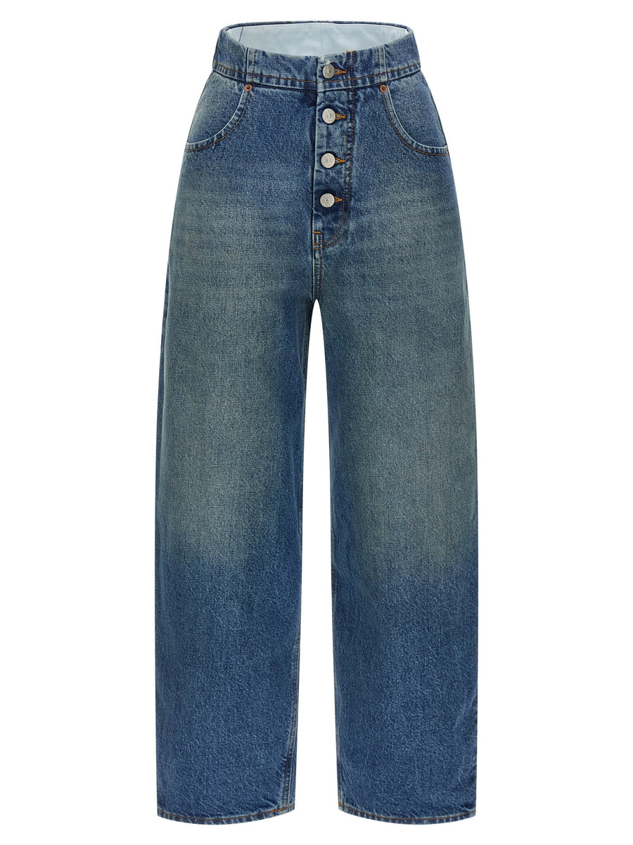 Mm6 Maison Margiela Stonewashed Straight-Leg Jeans — Blue