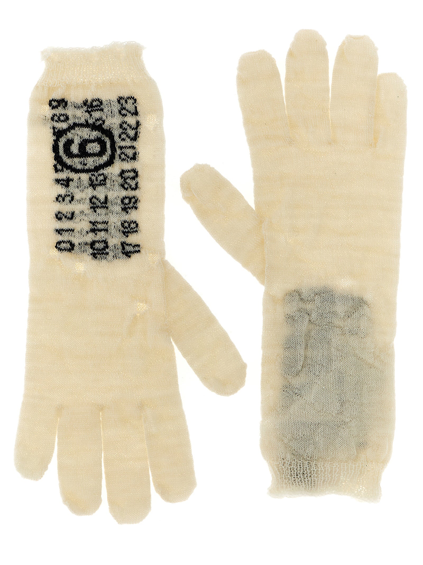 Numeric signature MM6 gloves White/black Virgin Wool