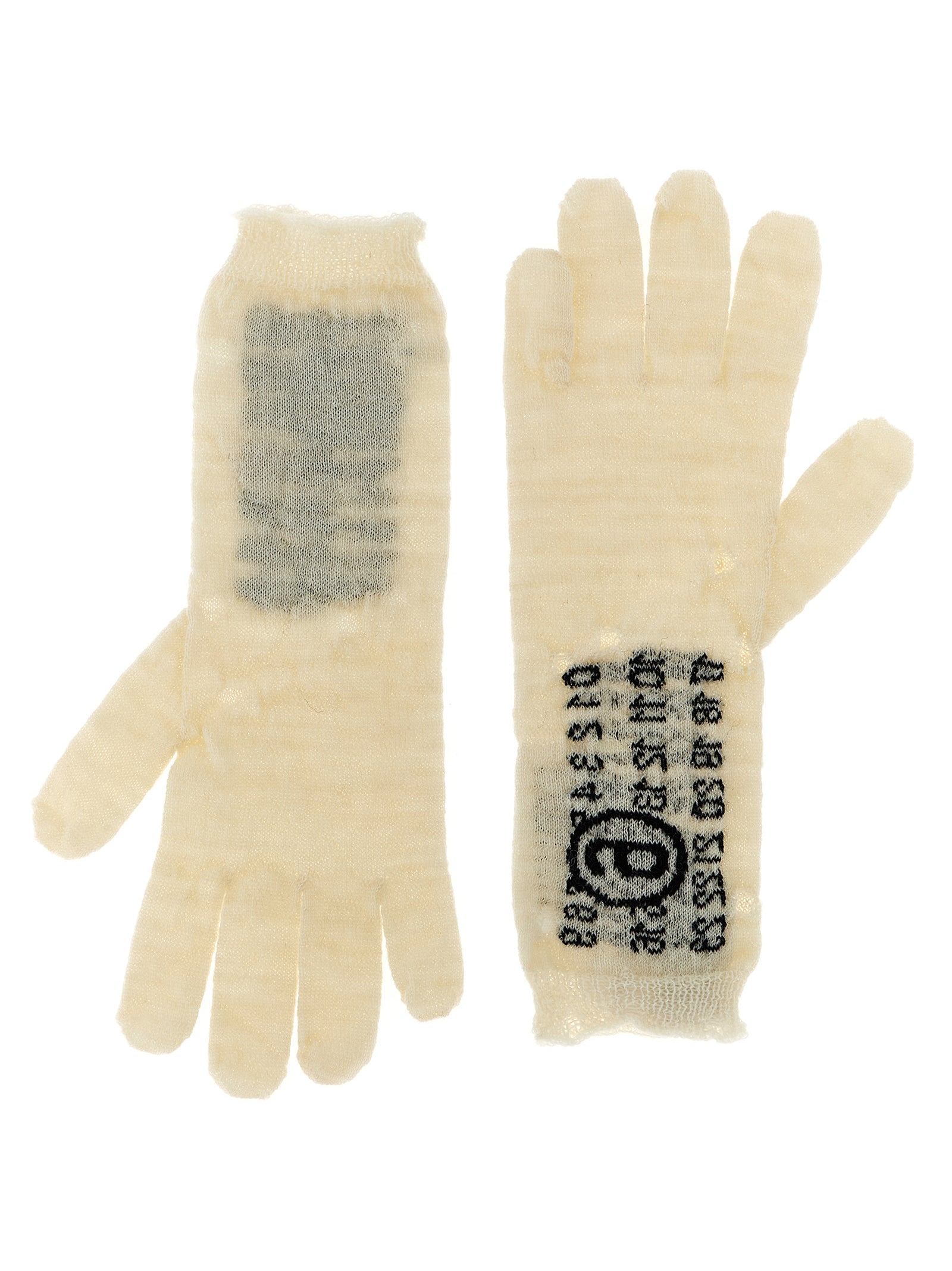 Numeric signature MM6 gloves White/black Virgin Wool