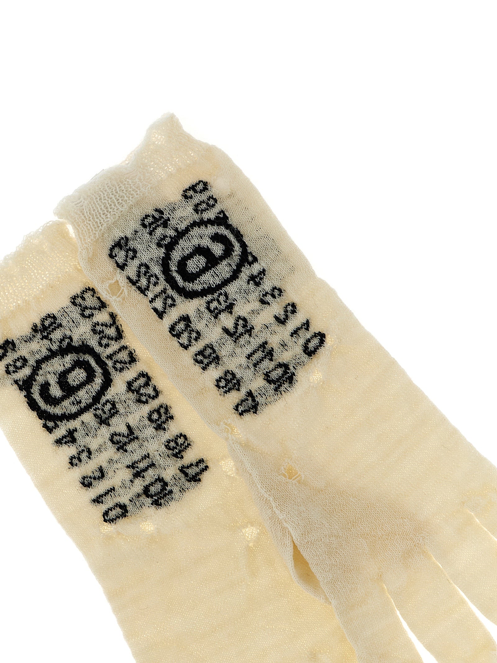 Numeric signature MM6 gloves White/black Virgin Wool