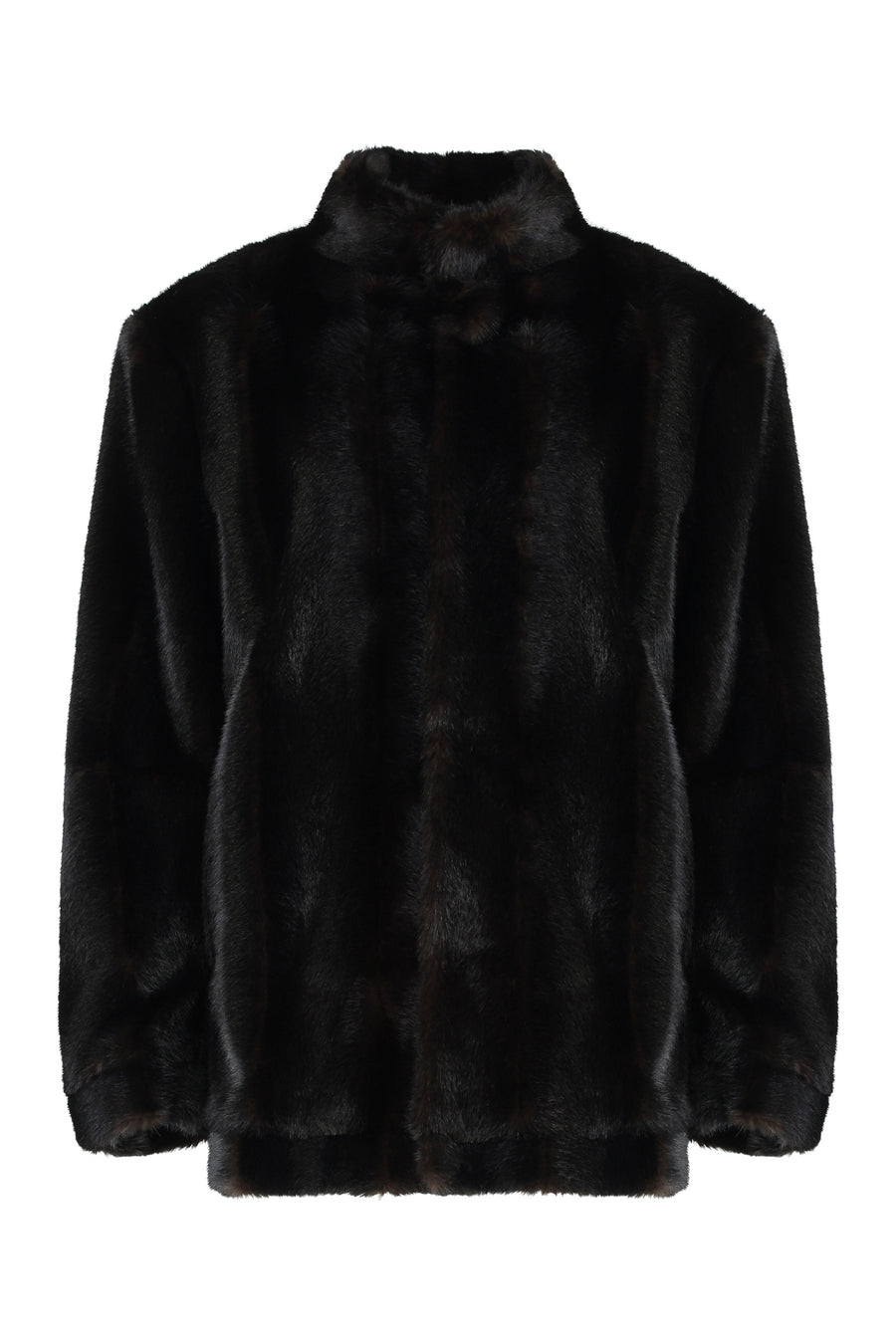 Faux Fur Jacket Brown Polyester & Shearling Coats