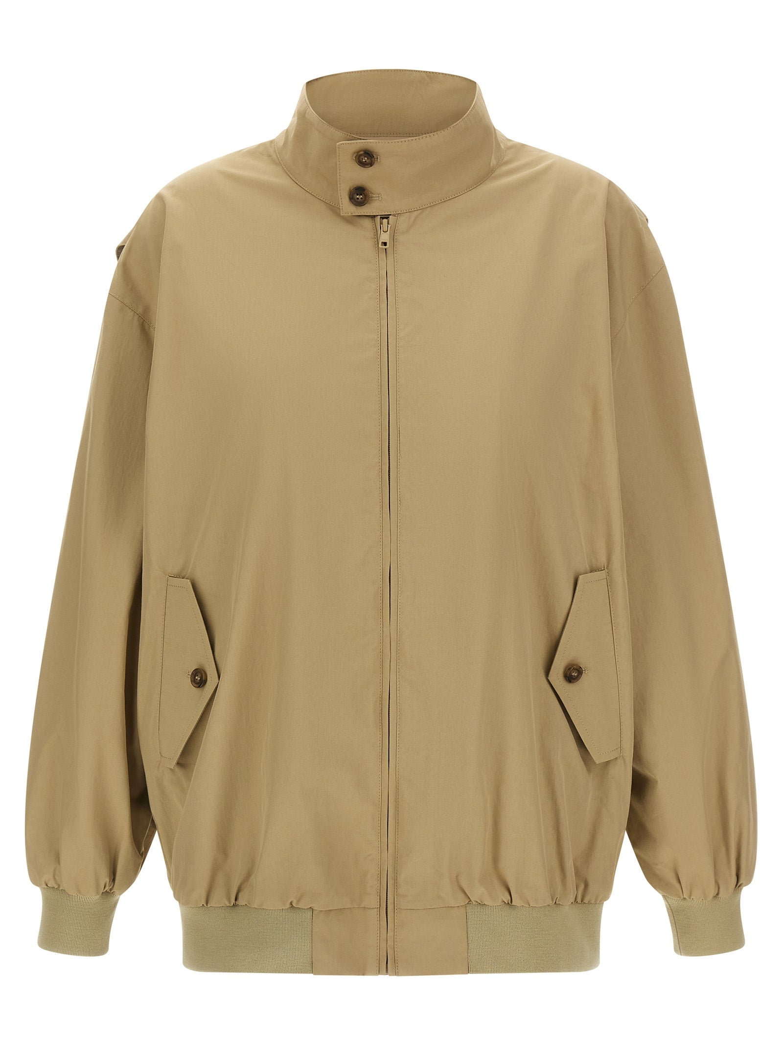 White Stitch Line Jacket Beige Cotton Polyamide Down Jacket, Parka, Casual