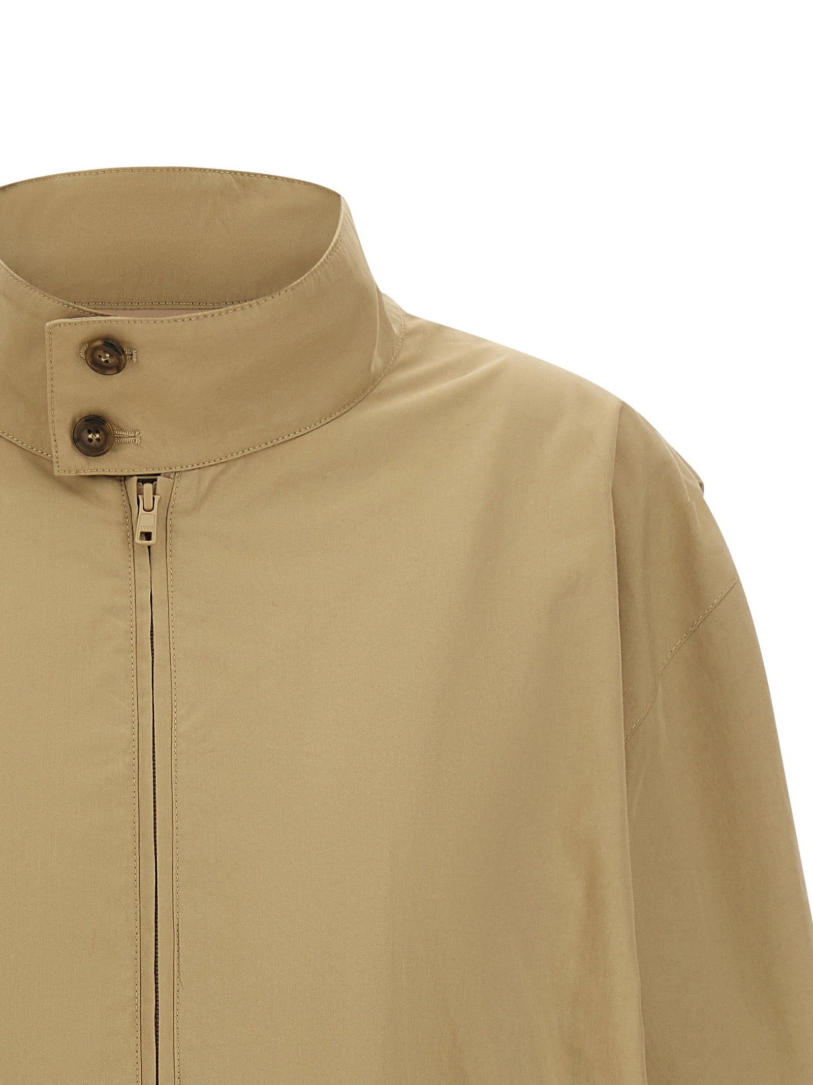 White Stitch Line Jacket Beige Cotton Polyamide Down Jacket, Parka, Casual