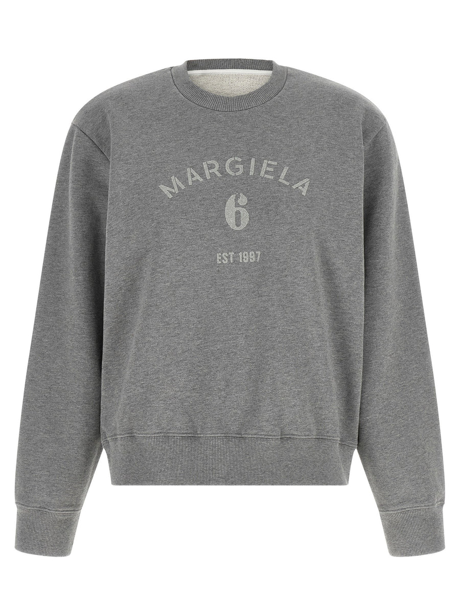 Mm6 Maison Margiela Logo-Print Sweatshirt — Gray
