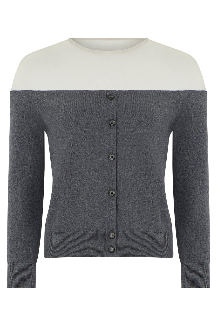 Cardigan With Transparent Insert, Dark Grey Melange Cotton Cardigans