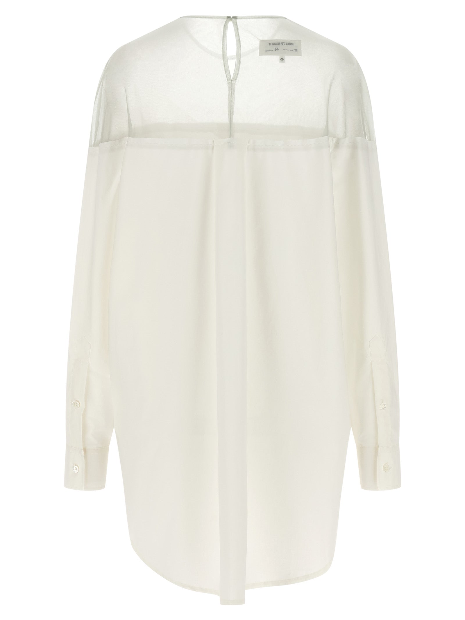 Tulle Insert Shirt White Cotton Shirt, Blouse