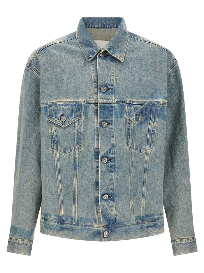 Taped Jacket Blue Cotton Down Jacket, Parka, Casual