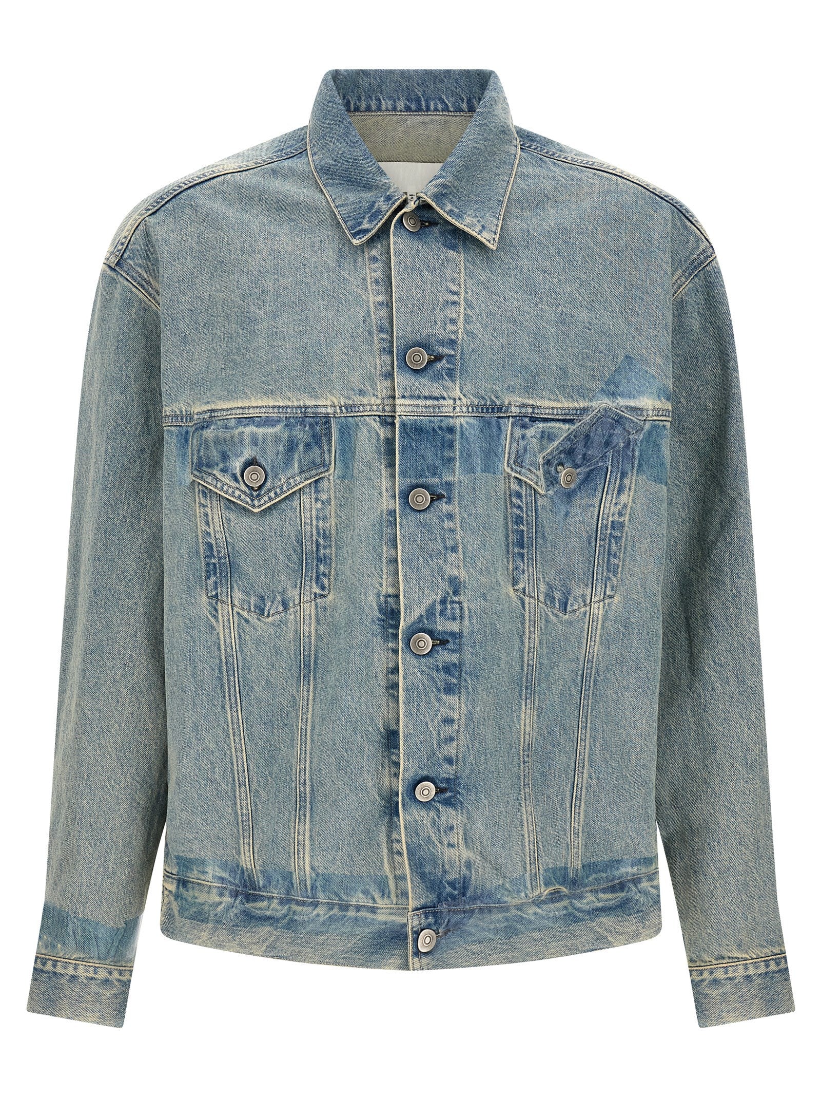 Taped Jacket Blue Cotton Down Jacket, Parka, Casual