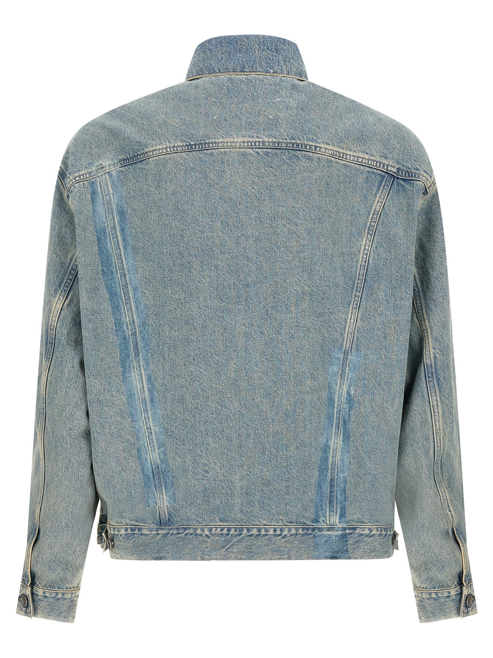 Taped Jacket Blue Cotton Down Jacket, Parka, Casual