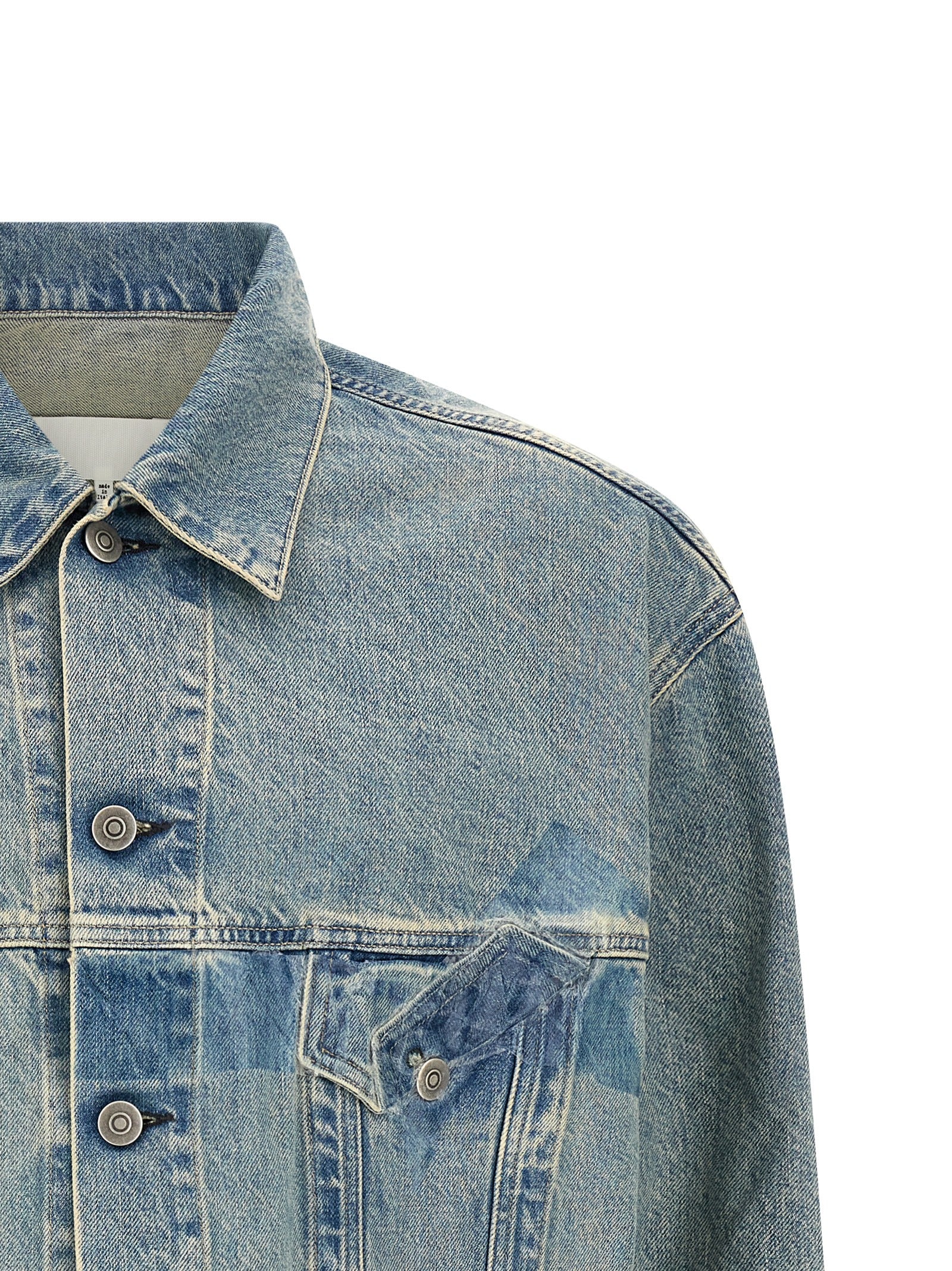 Taped Jacket Blue Cotton Down Jacket, Parka, Casual