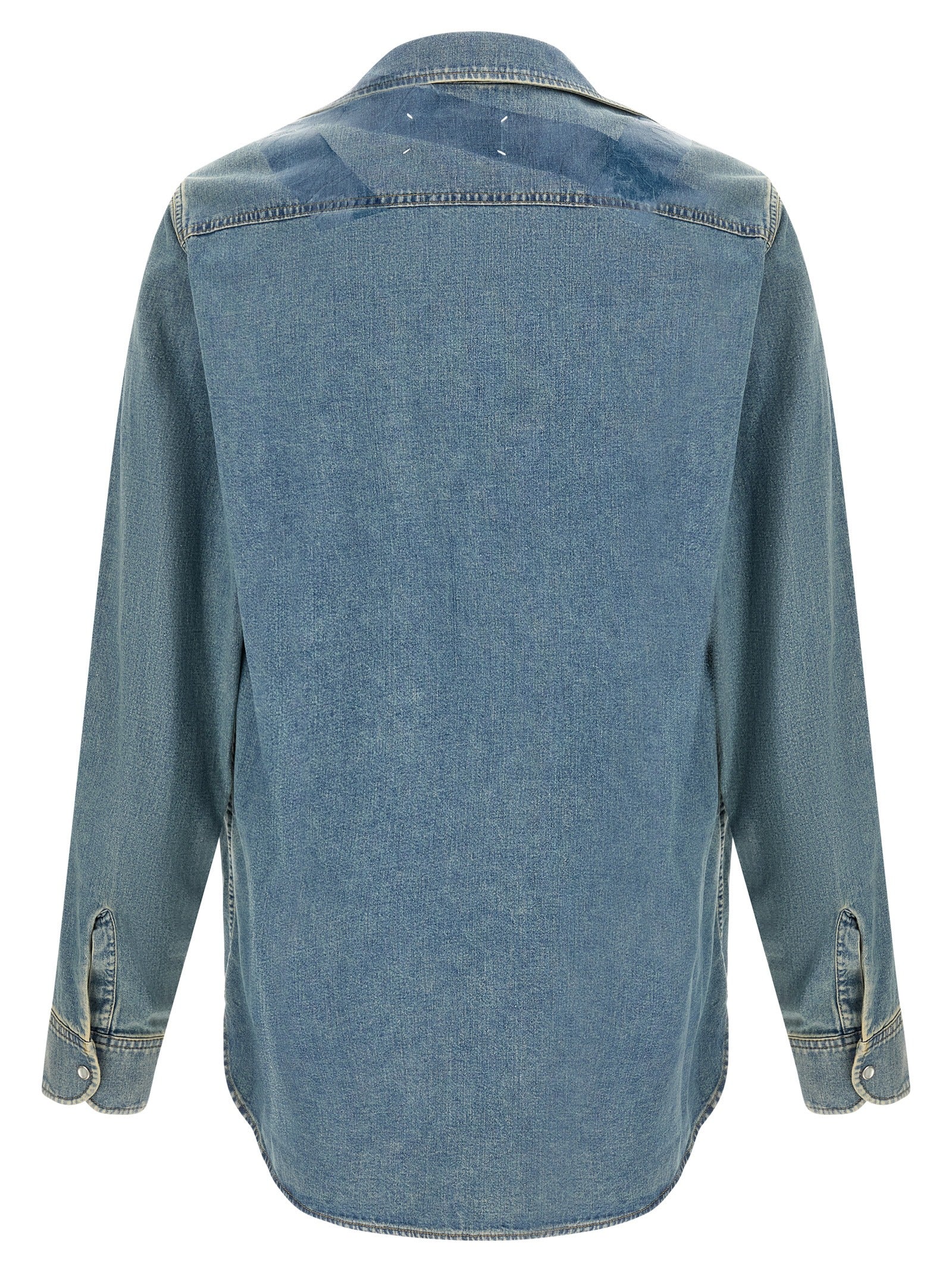 Taped Shirt Blue Cotton Shirt, Blouse