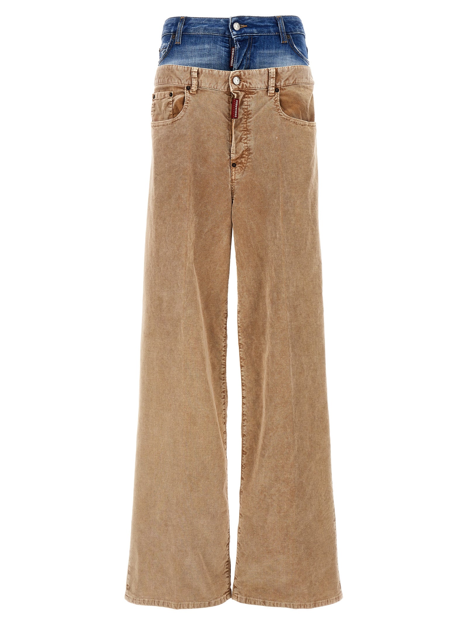 Twin Pack Pants Beige Cotton Elastane