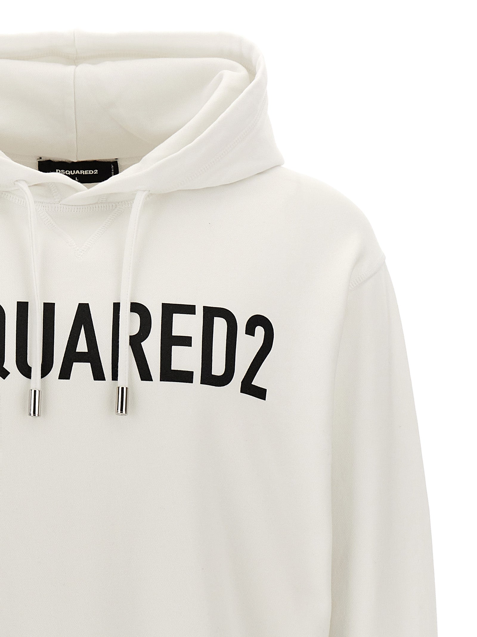 Logo print hoodie White/black Cotton Sweatshirt