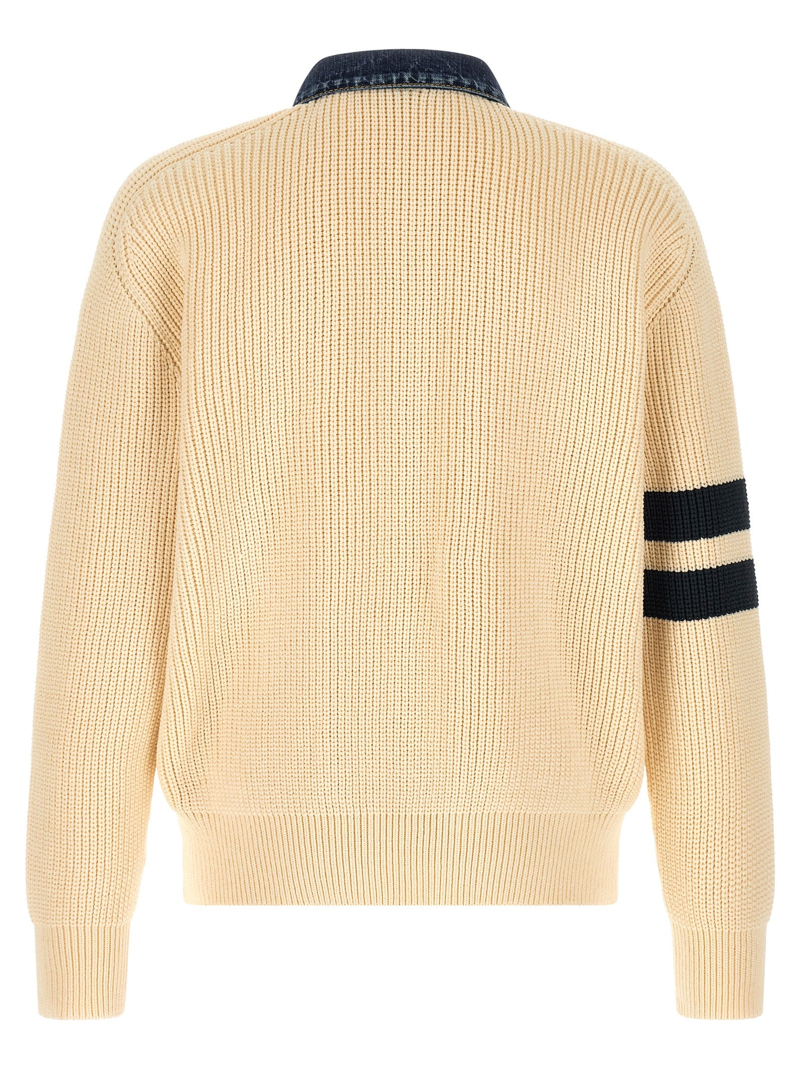 Denim Mix D2 cardigan Beige Cotton Polyamide Sweater, Cardigans