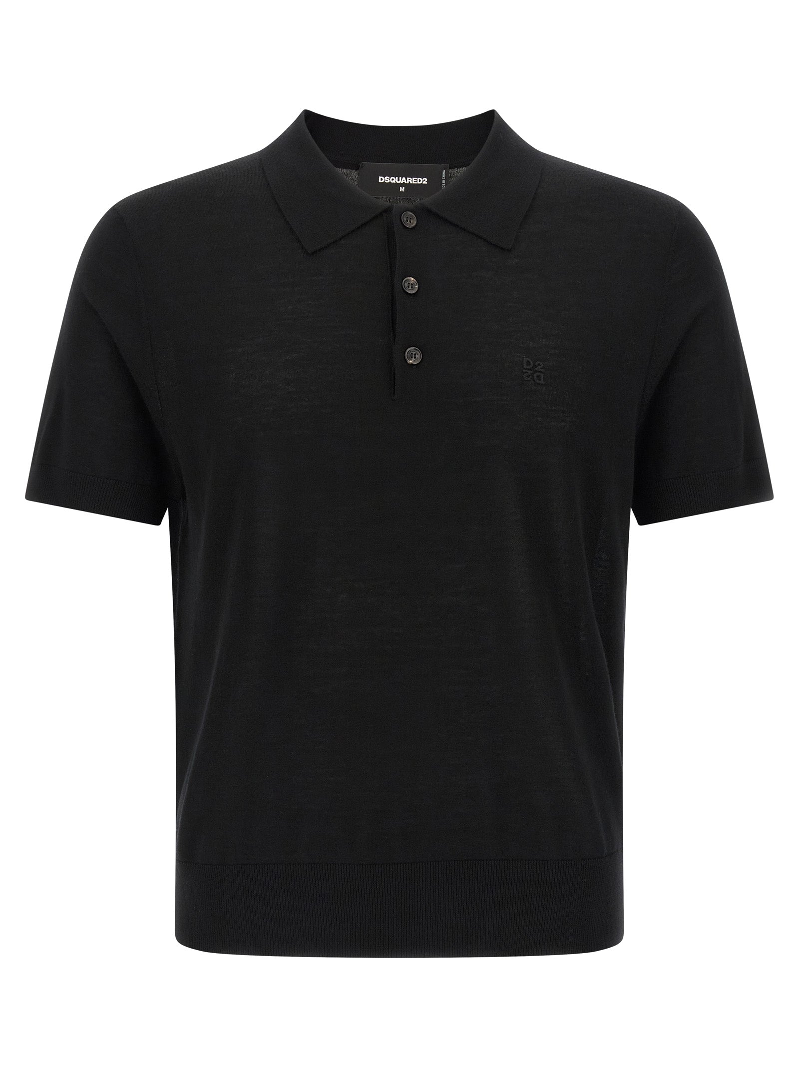 Wool polo shirt Black