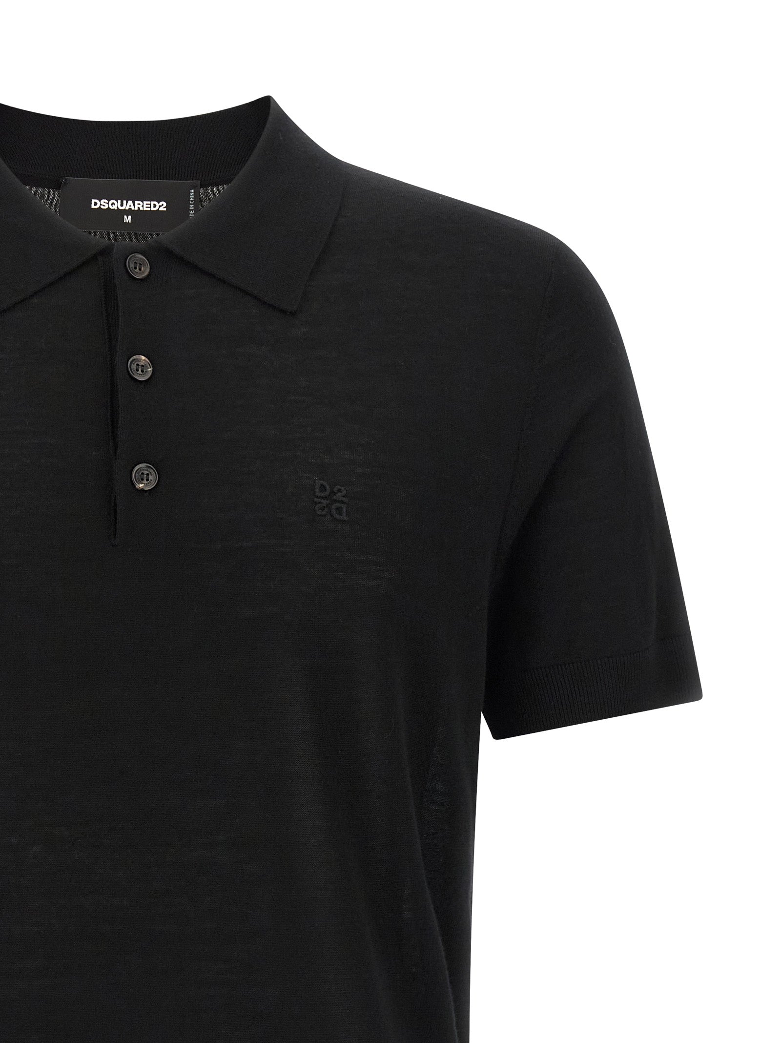 Wool polo shirt Black