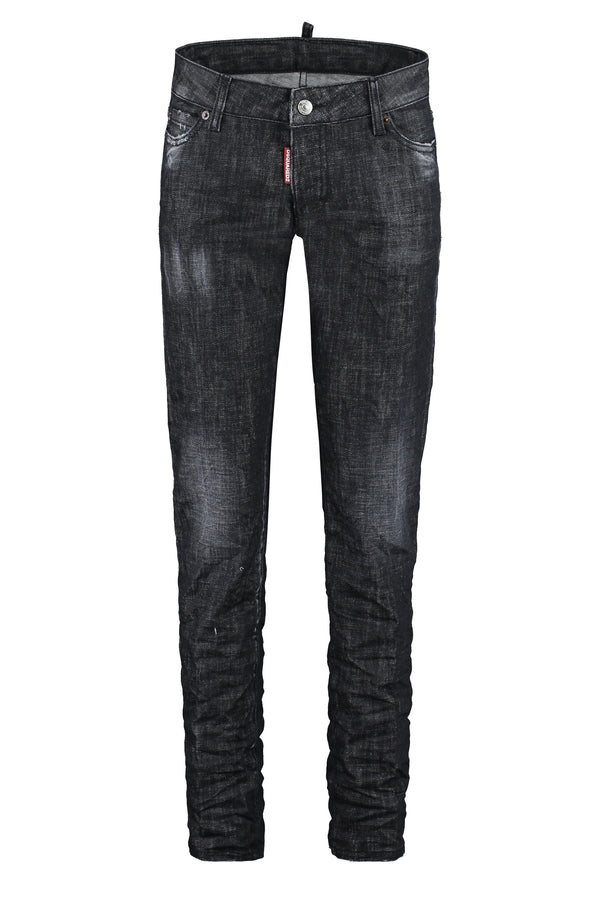 Jennifer 5-Pocket Jeans Black Cotton Straight-leg