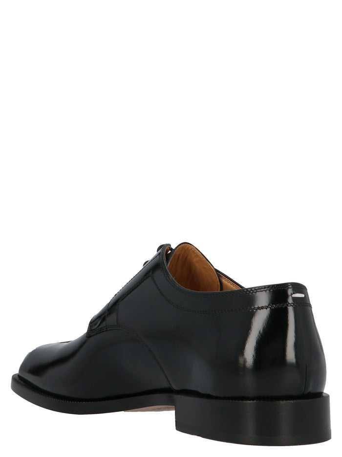 Tabi Lace Up Shoes Black Calf Leather