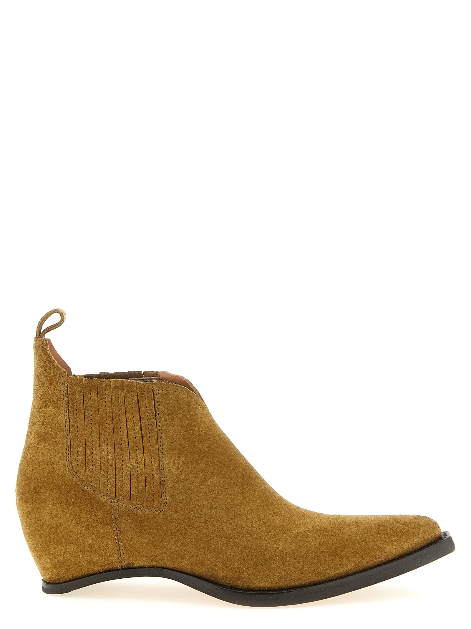 Western Chelsea Heel-Less Ankle Boots Brown Bovine Leather (bos Taurus) Boots