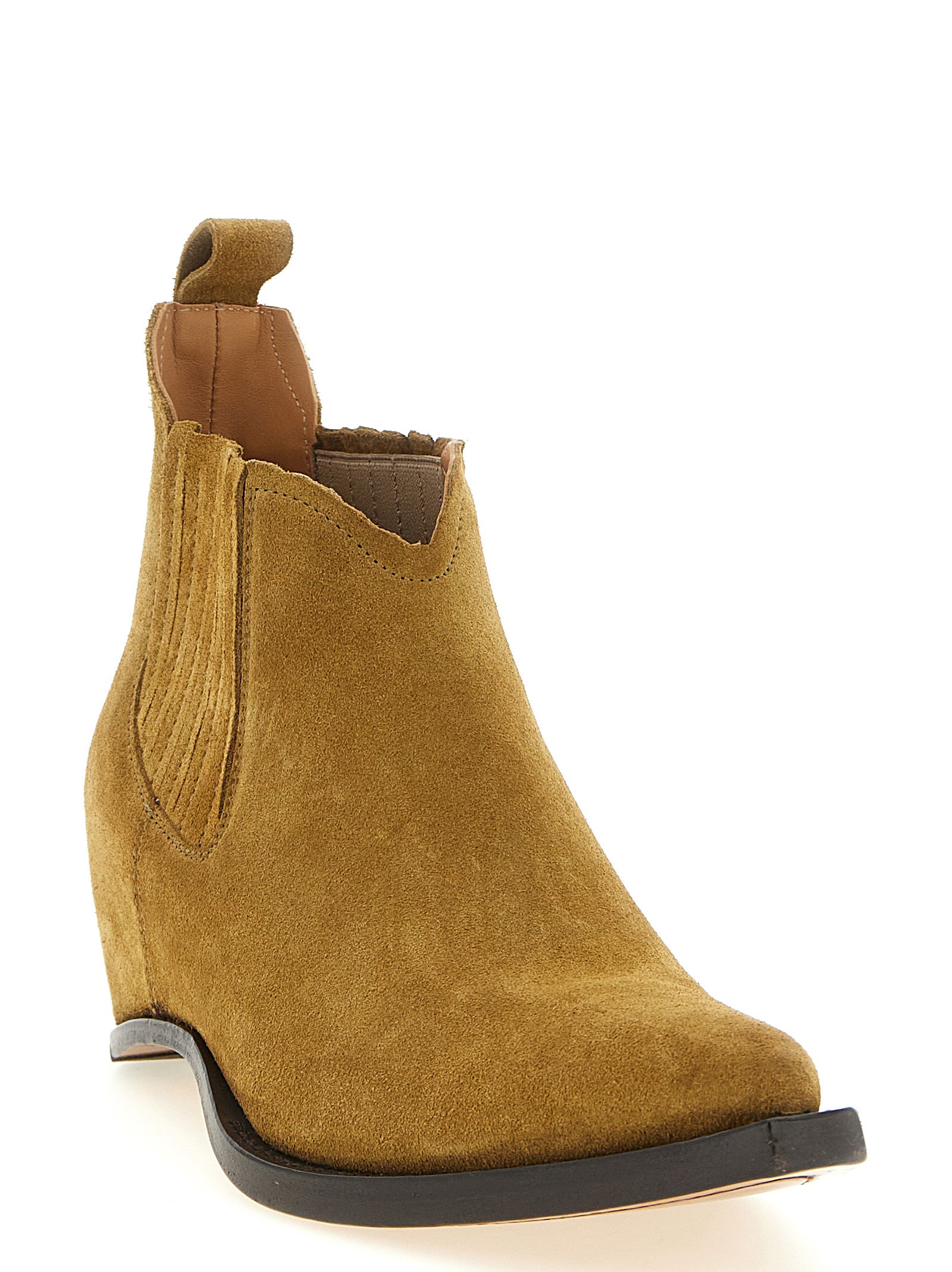 Western Chelsea Heel-Less Ankle Boots Brown Bovine Leather (bos Taurus) Boots