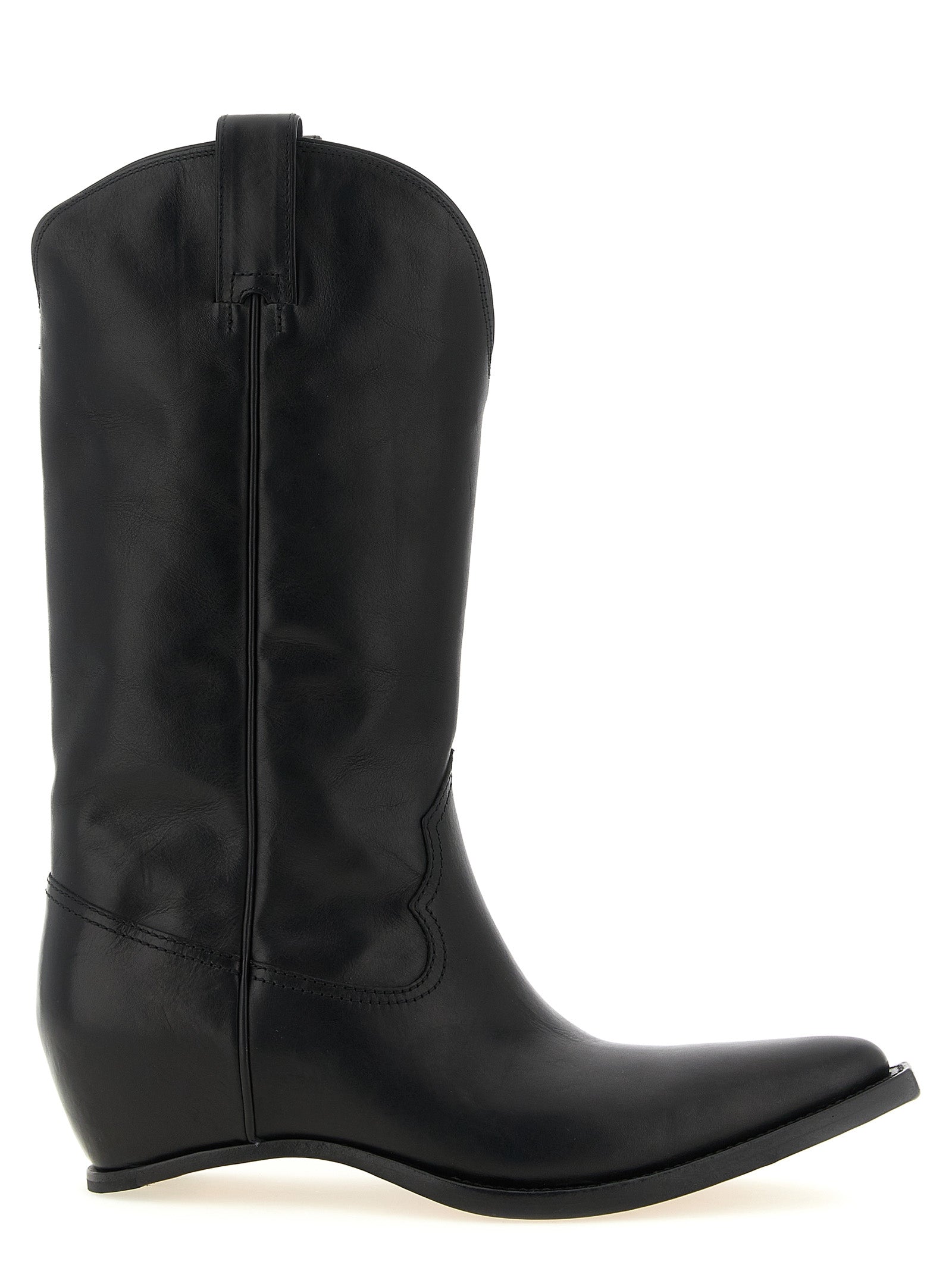 Heel-Less boots Black Bovine Leather (bos Taurus) Boots, Ankle