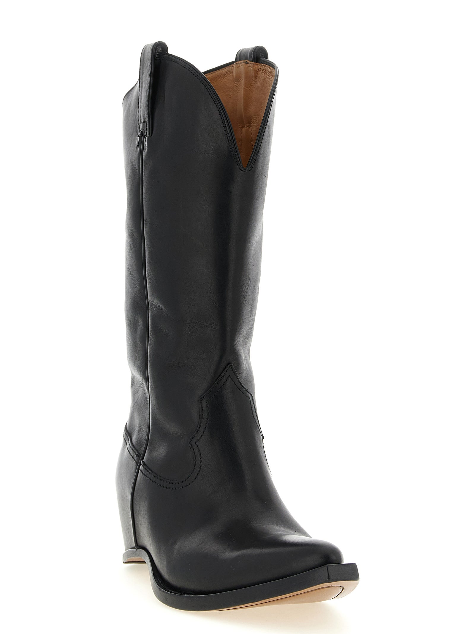 Heel-Less boots Black Bovine Leather (bos Taurus) Boots, Ankle