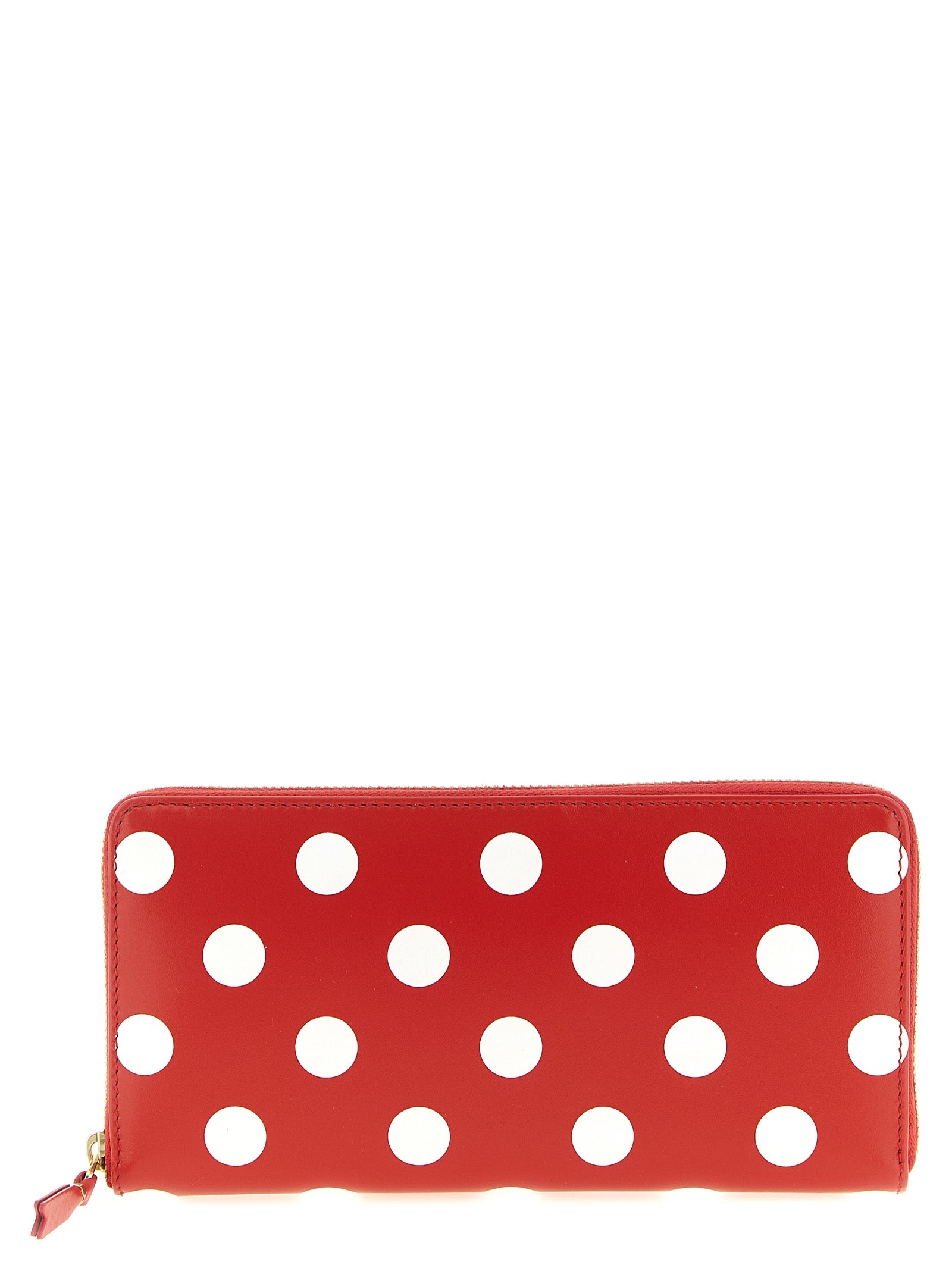Pola dots printed wallet Red Calfskin Leather Wallets, Card Holders