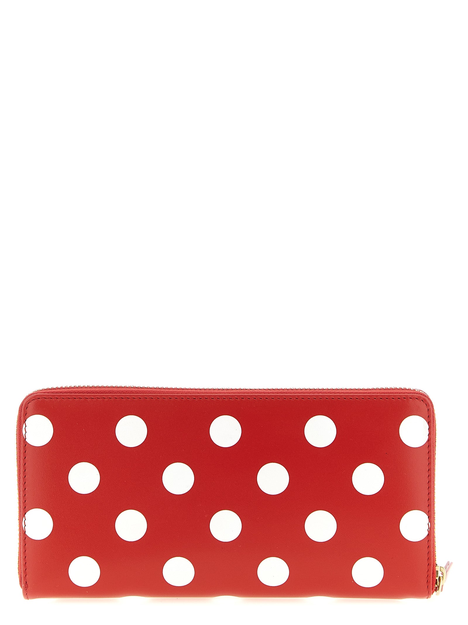Pola dots printed wallet Red Calfskin Leather Wallets, Card Holders