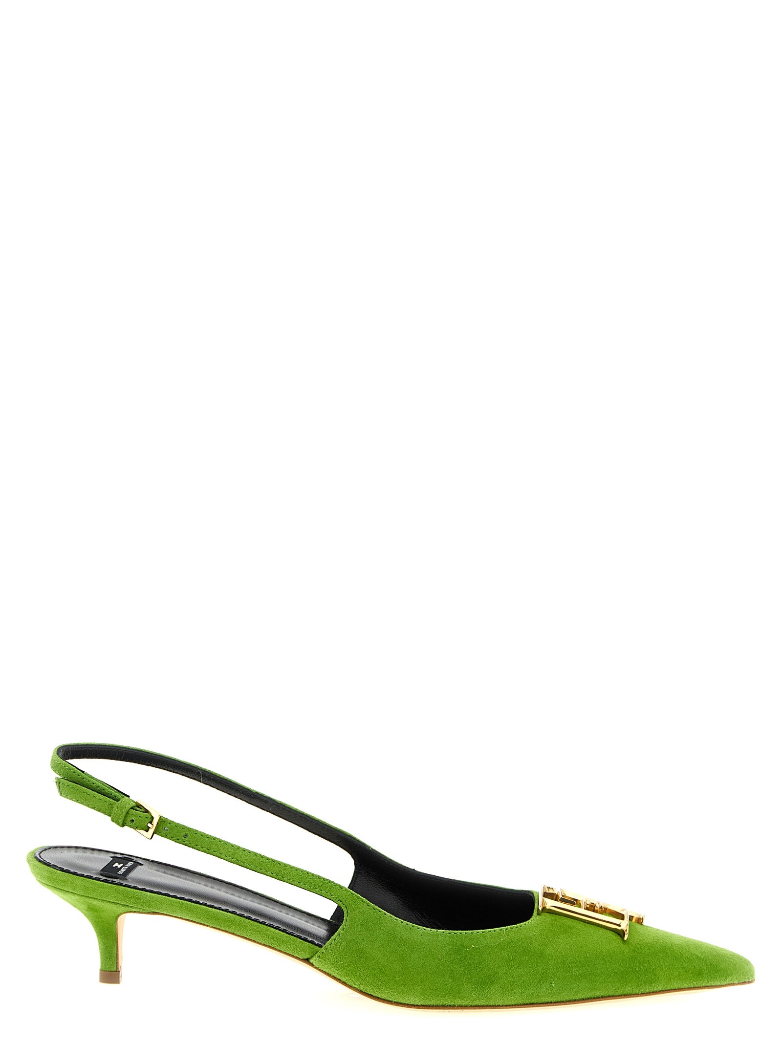 Suede slingbacks Green Leather Pumps