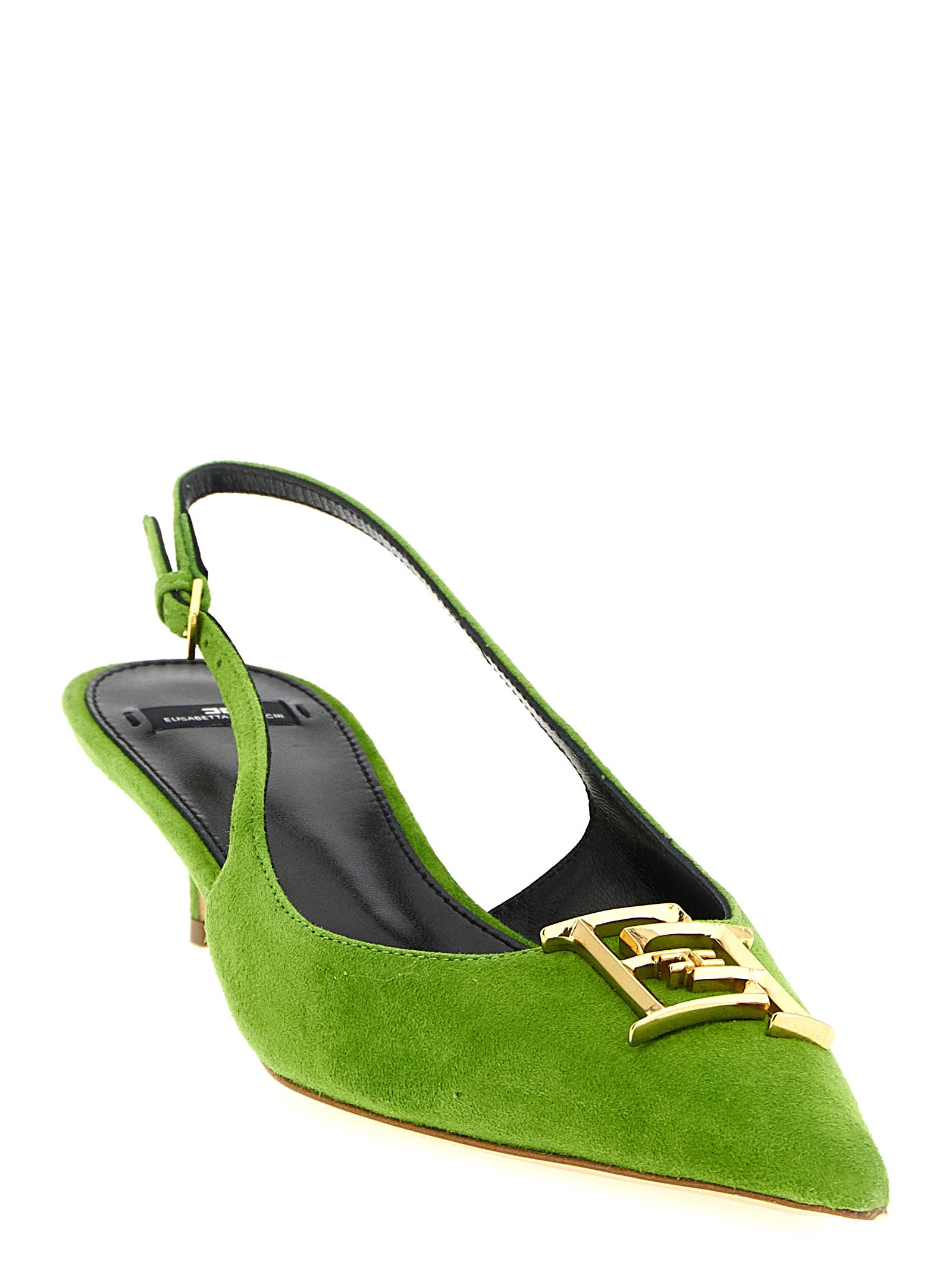 Suede slingbacks Green Leather Pumps