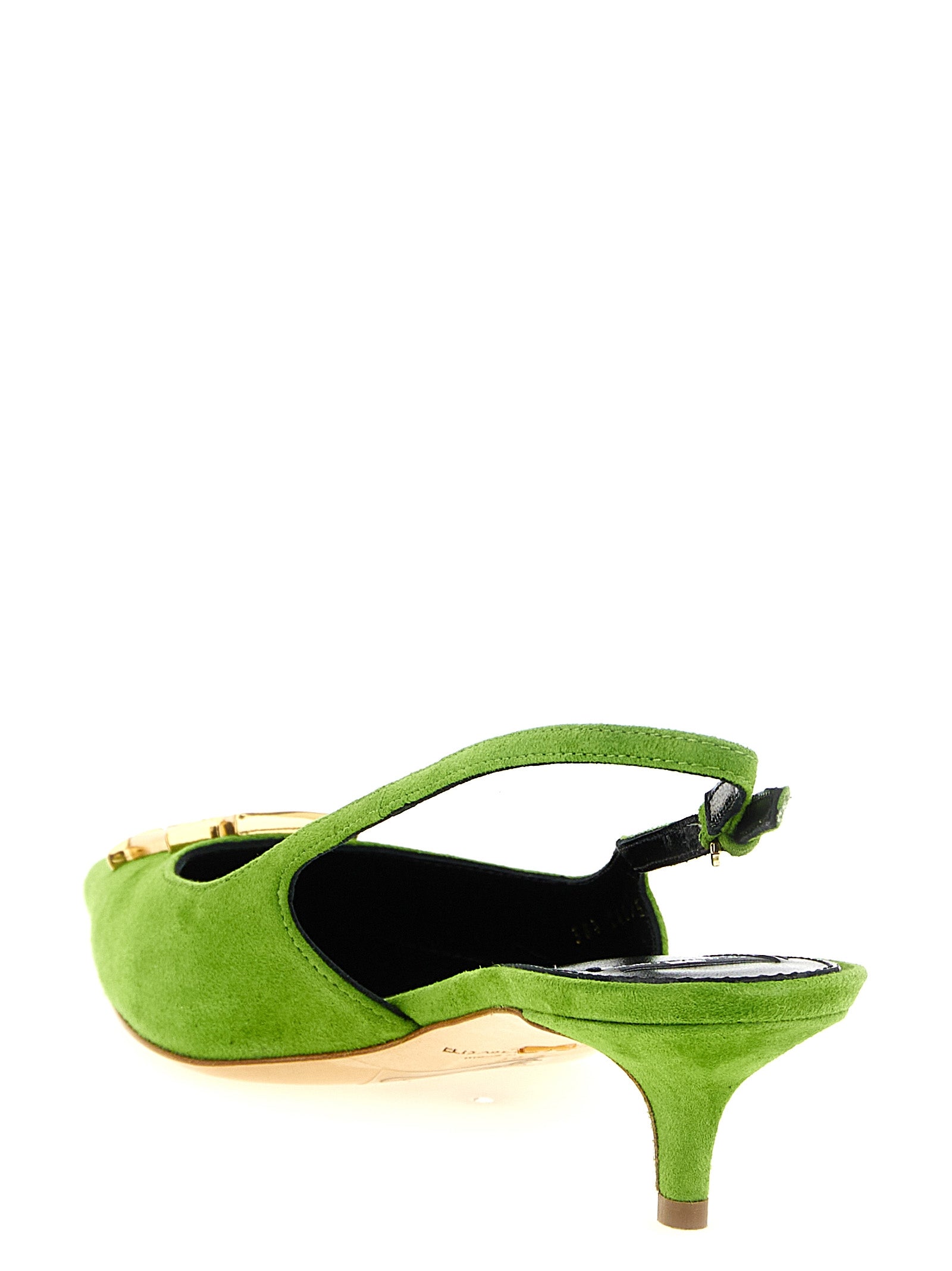 Suede slingbacks Green Leather Pumps