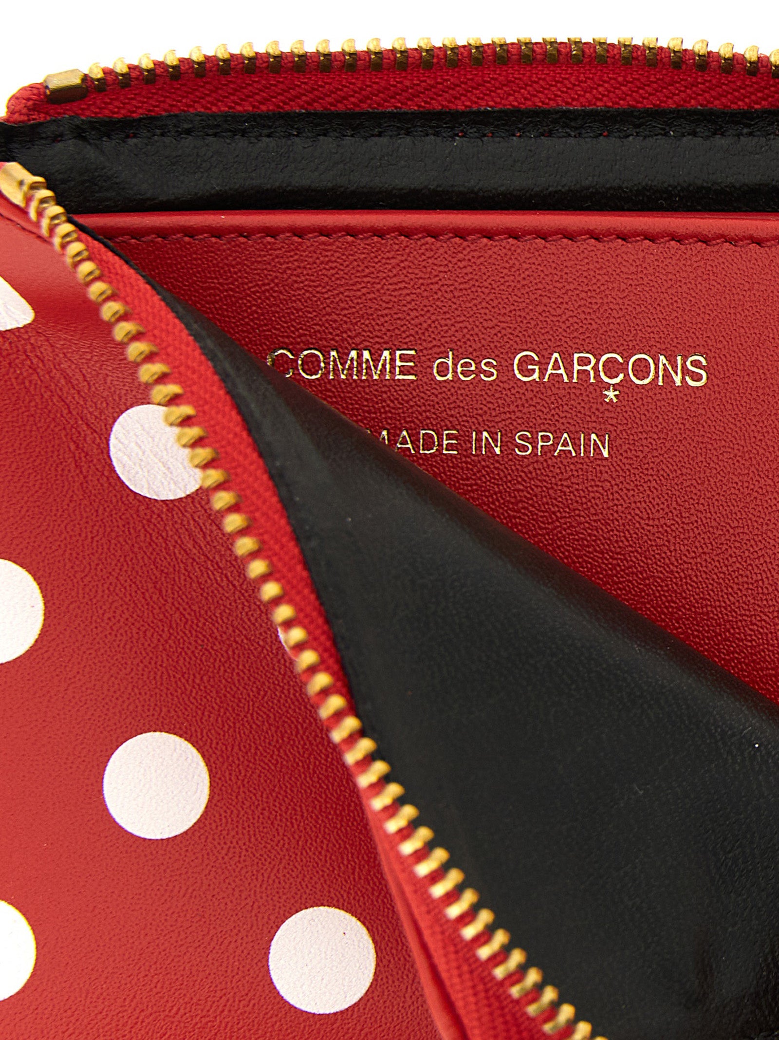 Polka Dots Printed Wallet Red Cow Leather Wallets, Card Holders