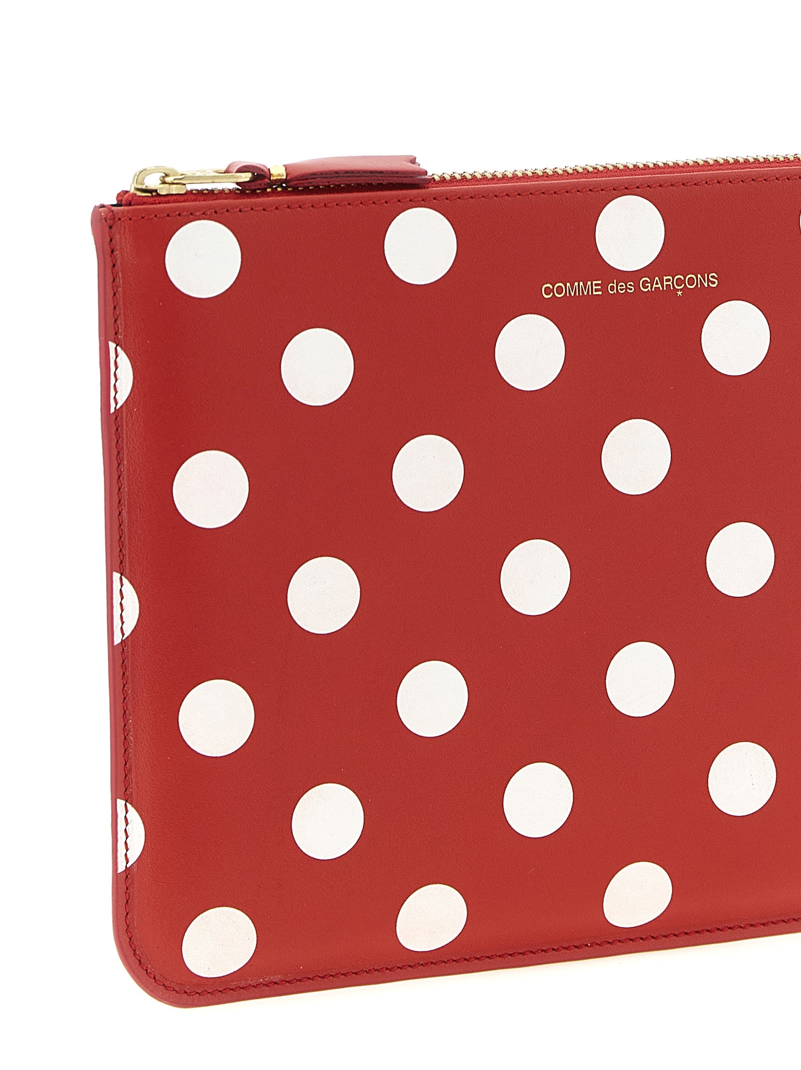 Polka Dots Printed wallet Red Calfskin Leather (bos Taurus) Wallets, Card Holders