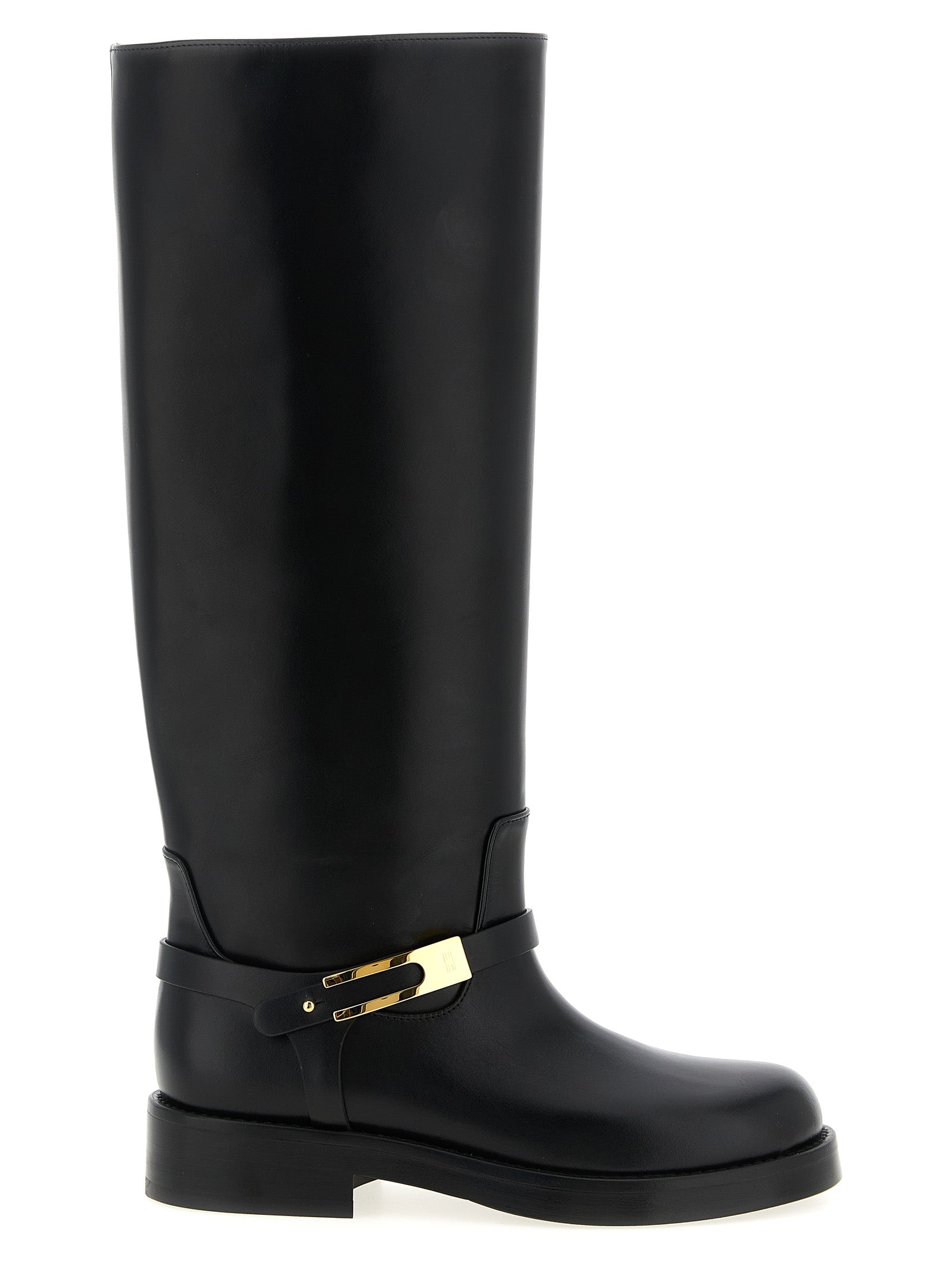 Logo strap boots Black Calfskin Leather (bos Taurus) Boots, Ankle