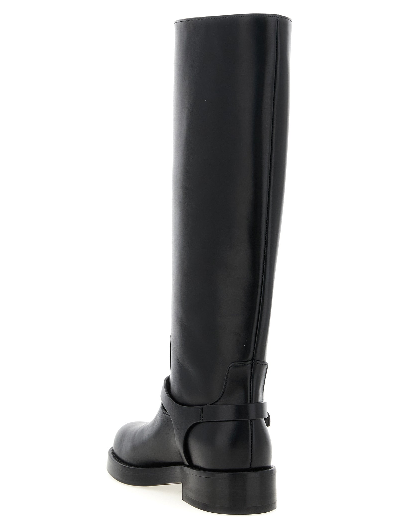 Logo strap boots Black Calfskin Leather (bos Taurus) Boots, Ankle
