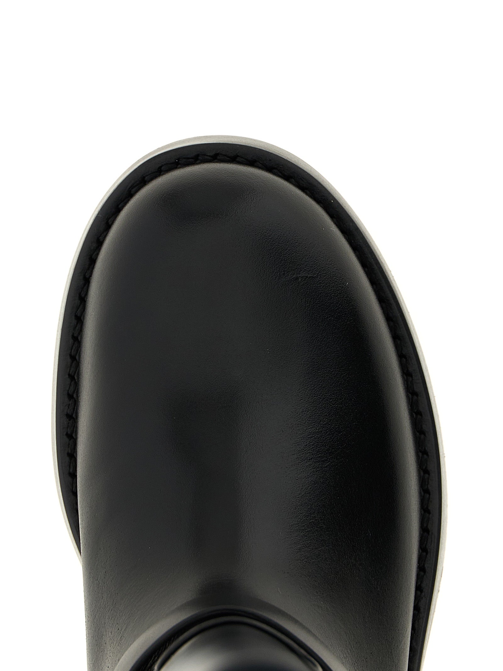 Logo strap boots Black Calfskin Leather (bos Taurus) Boots, Ankle