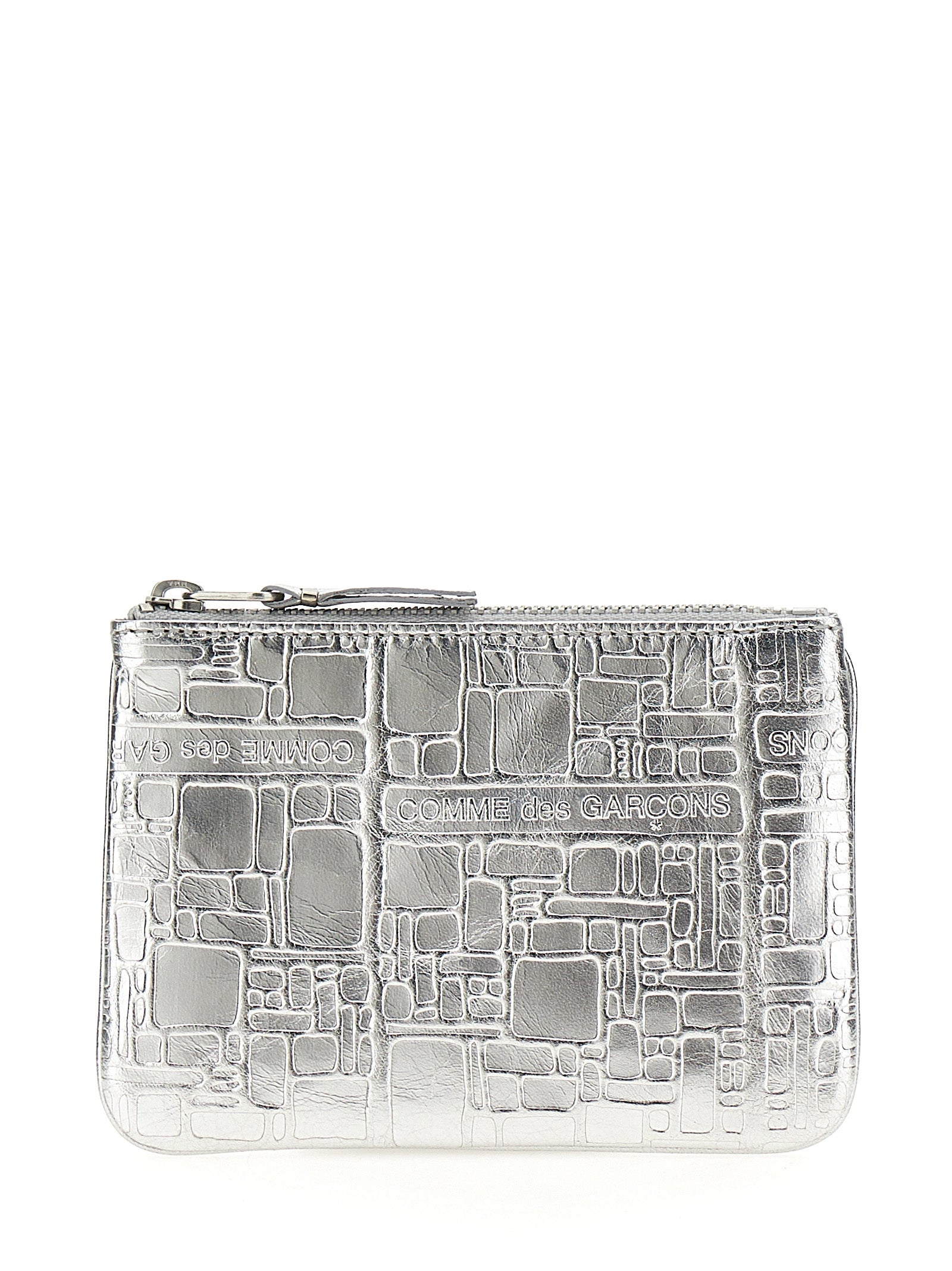 Texture leather wallet Silver Calf (bos Taurus) Wallets, Card Holders