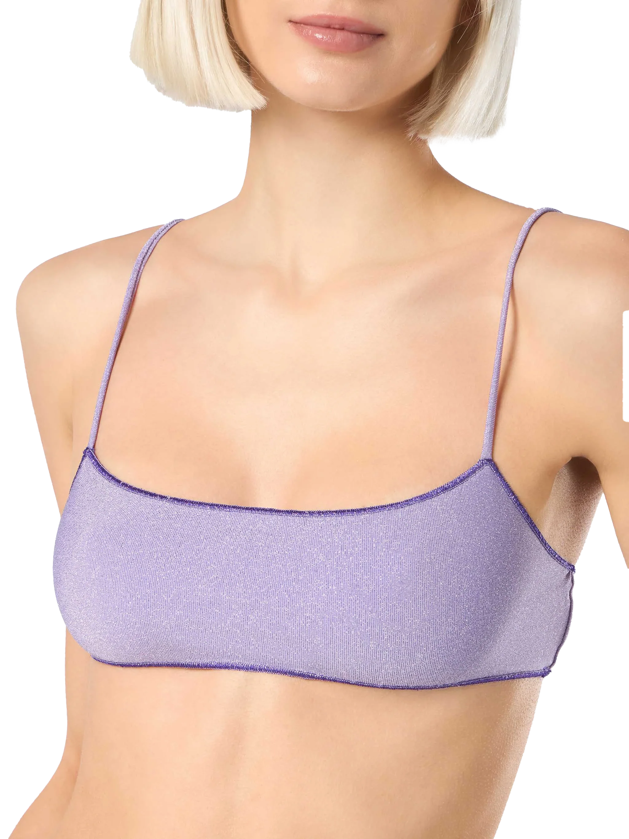 Lilac Sadie Lurex Bralette Bikini Top Pink