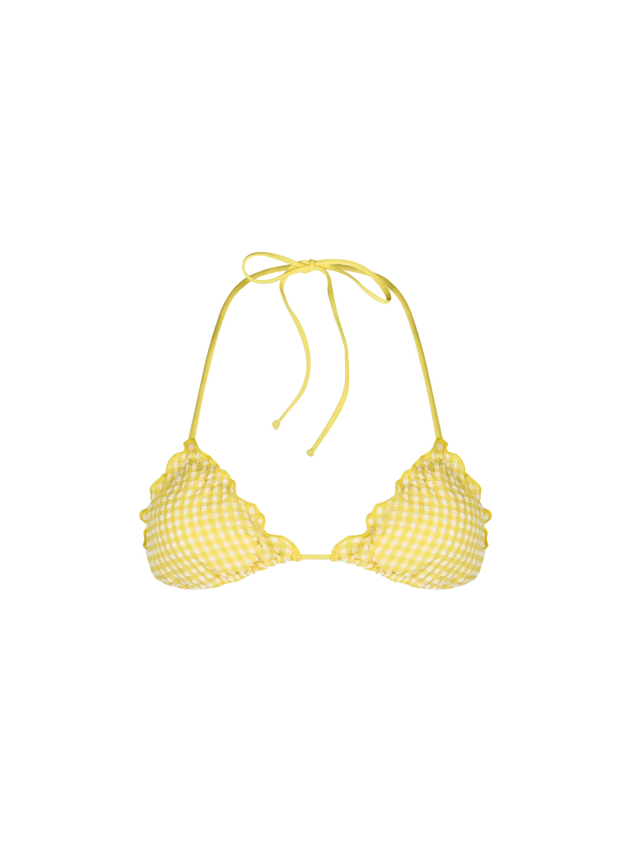 Sagittarius Striped Seersucker Triangle Bikini Top Yellow