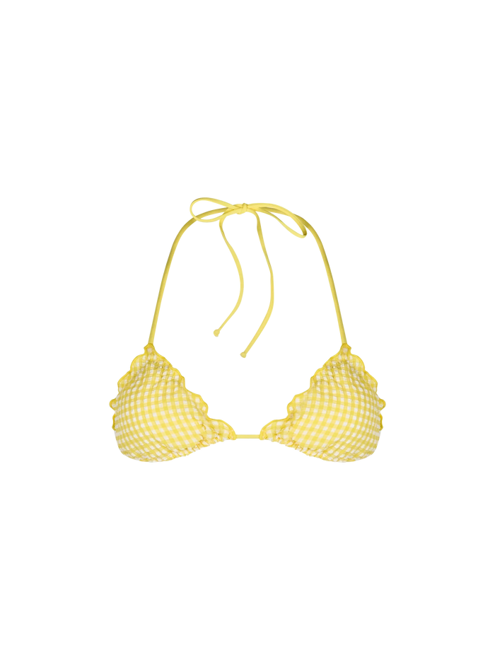 Sagittarius Striped Seersucker Triangle Bikini Top Yellow