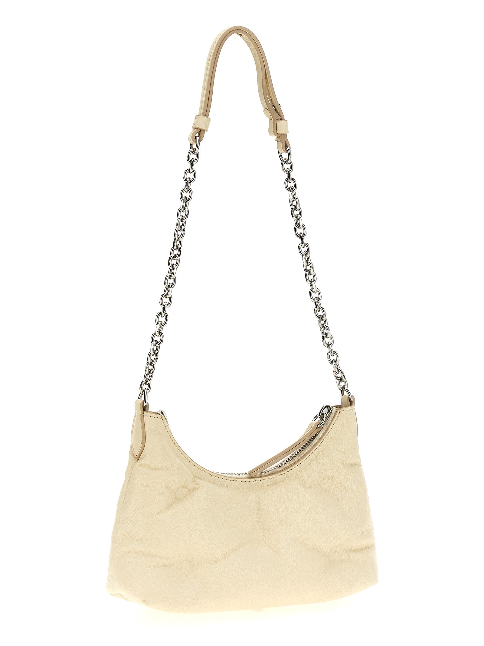 Glam Slam hobo micro shoulder bag White Lamb Leather (ovis Aries)