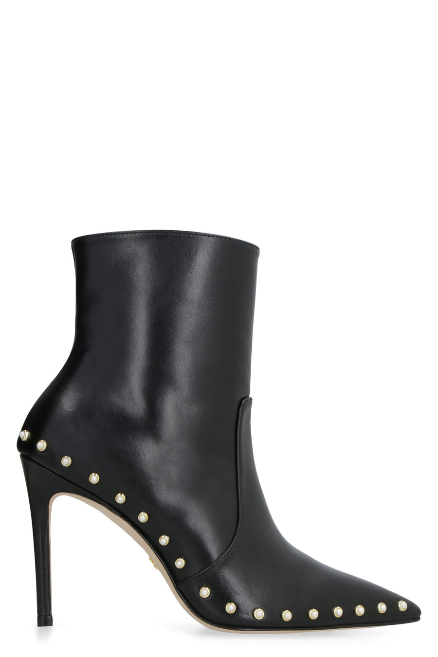 Leather Pointy-Toe Ankle Boots Black Cowhide