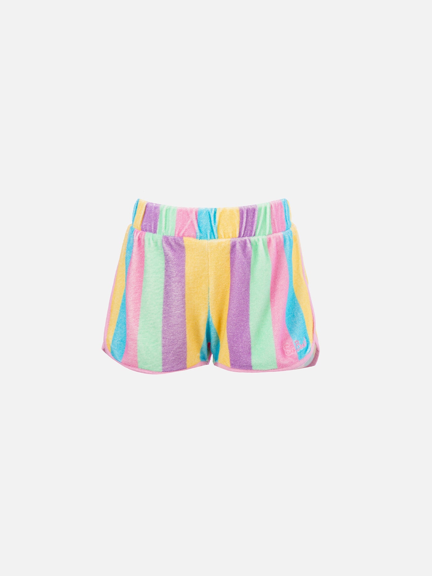 Girl Multicolor Terry Pull Up Shorts Curly Pink Pant