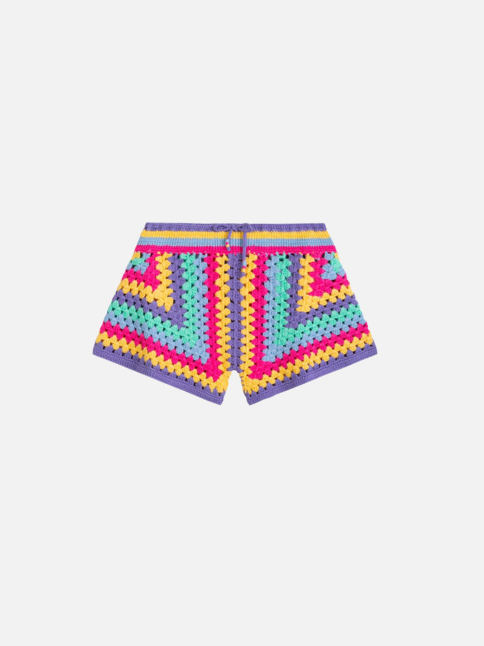 Girl Crochet Shorts Purple Bottom_apparel