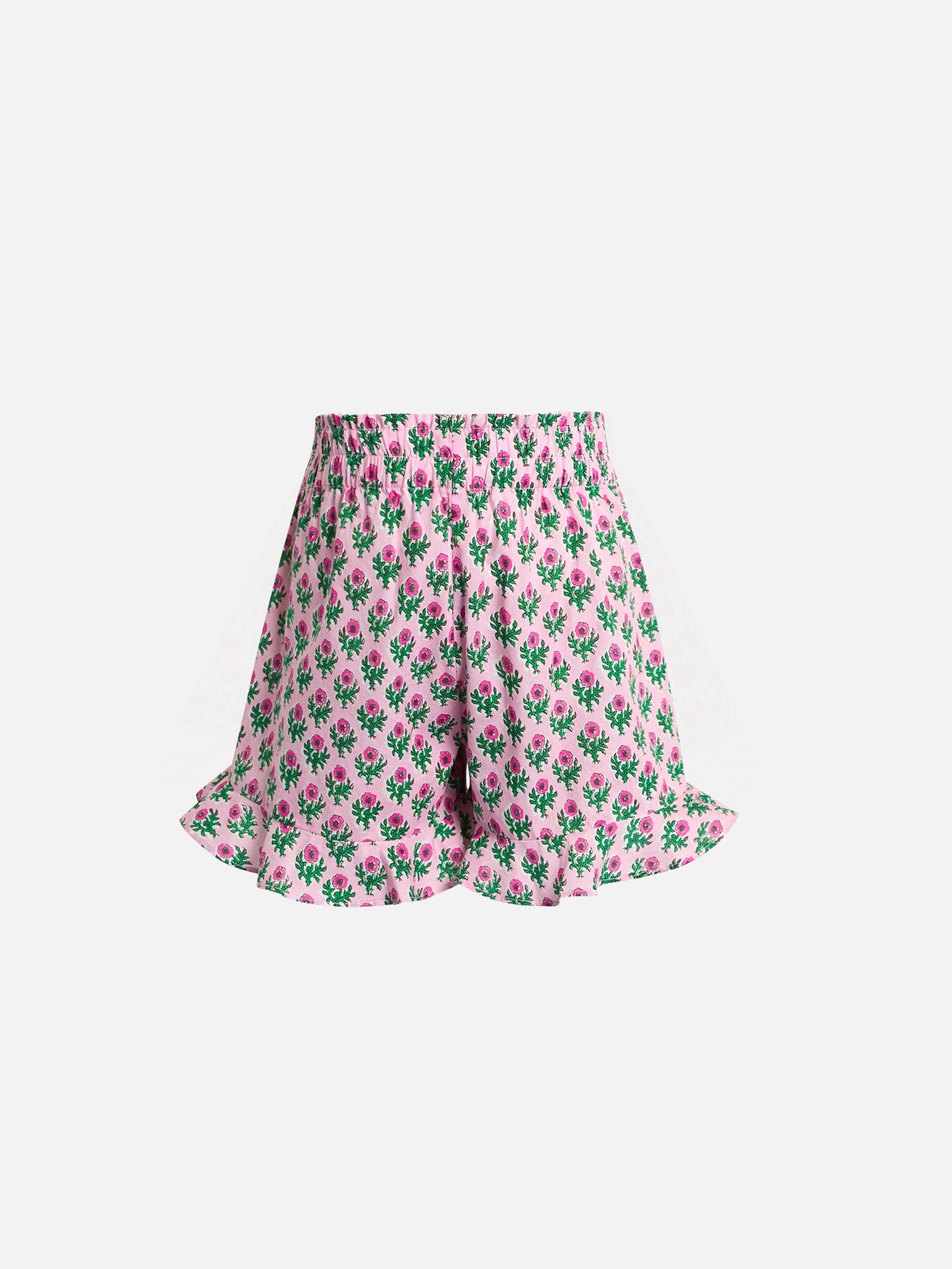 Girl Cotton Ruffled Shorts Ander P With Flower Print Pink Pant